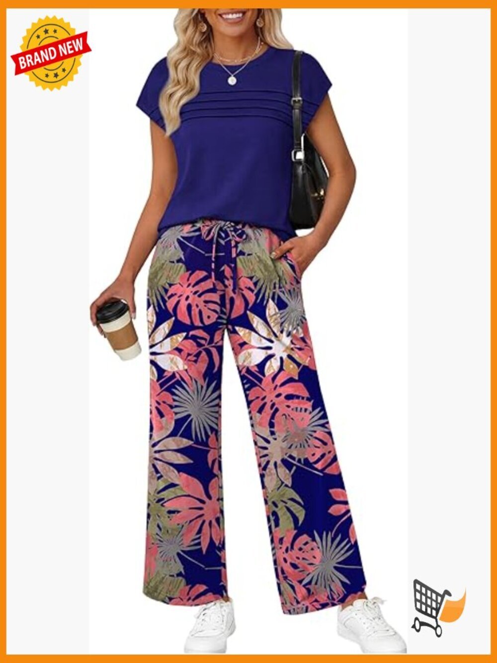 Women's Two Piece Set Matching Lounge Wide Leg Pants Tops Set